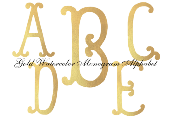 Download Gold Watercolor Monogram Alphabet PNG - Monogram Collection