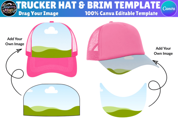 Download Trucker Hat Brim Canva Editable Template - Editable Collection